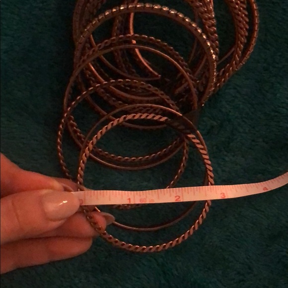Metal Bronze and Crystal Bangle Set - Never Worn - Picture 4 of 4
